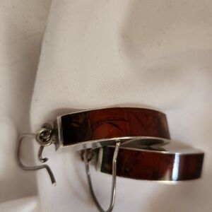 Sterling Silver Baltic Amber dangle earrings w/ safety clasp